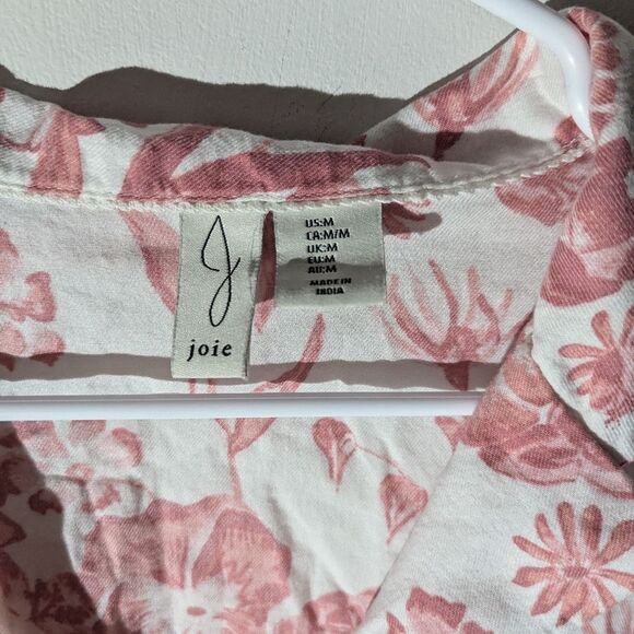 Joie Pink Floral Cotton Button Up Shirt Cottagecore Spring Women's Size Medium - Picture 4 of 6